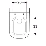 Cuvette de toilette Geberit myDay carénée Rimfree KeraTect avec fixations invisibles et dimensions 26x33 cm.