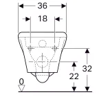 Dimensions de la cuvette de toilette Geberit myDay Rimfree KeraTect : 36 x 18 cm, avec fixations invisibles et une hauteur de 22 cm.