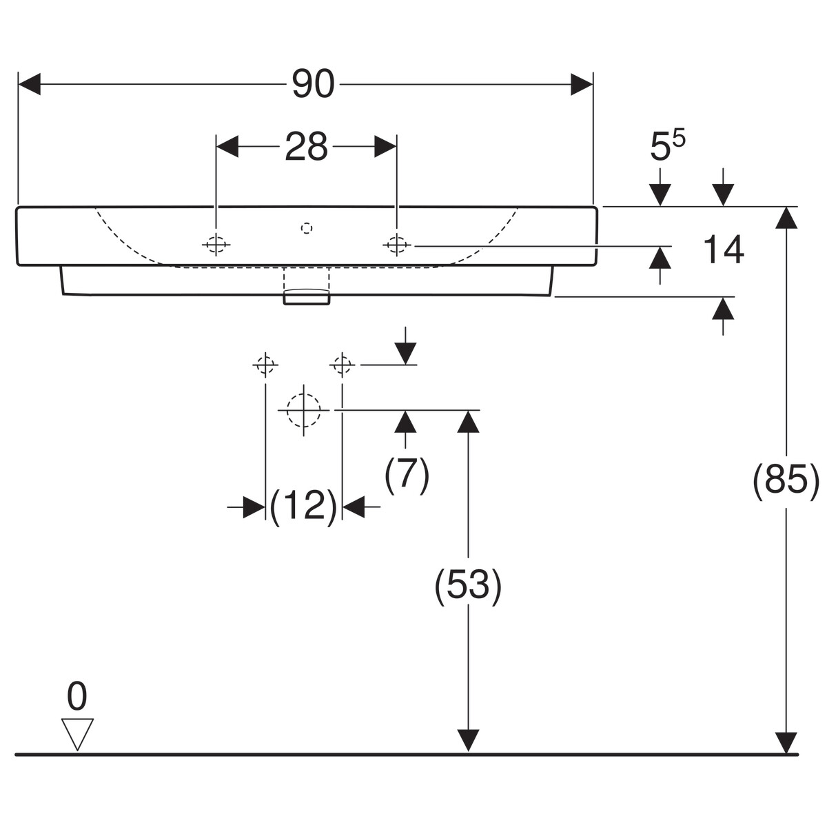Plan-vasque à poser Geberit iCon 90 cm — vue 5