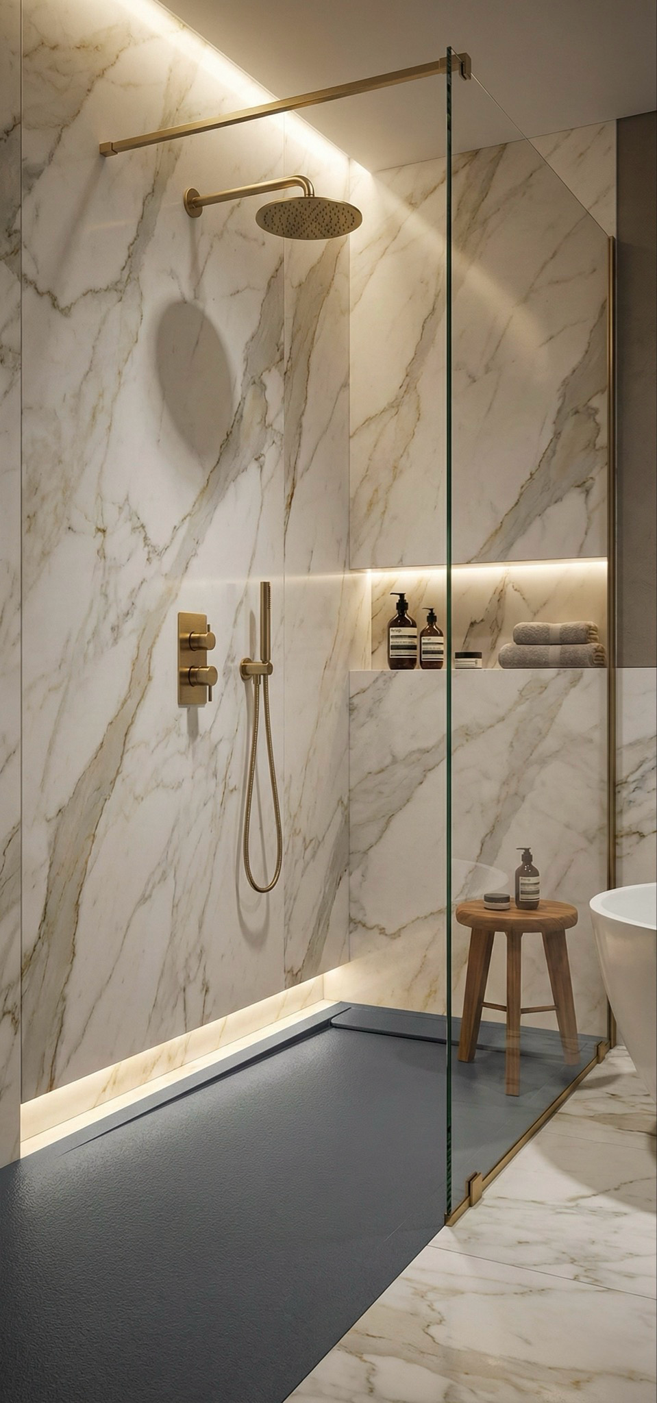 Receveur de douche rectangulaire Galaxite extra-plat et anti-dérapant (100 à 180 cm) x 80 cm - vue 5