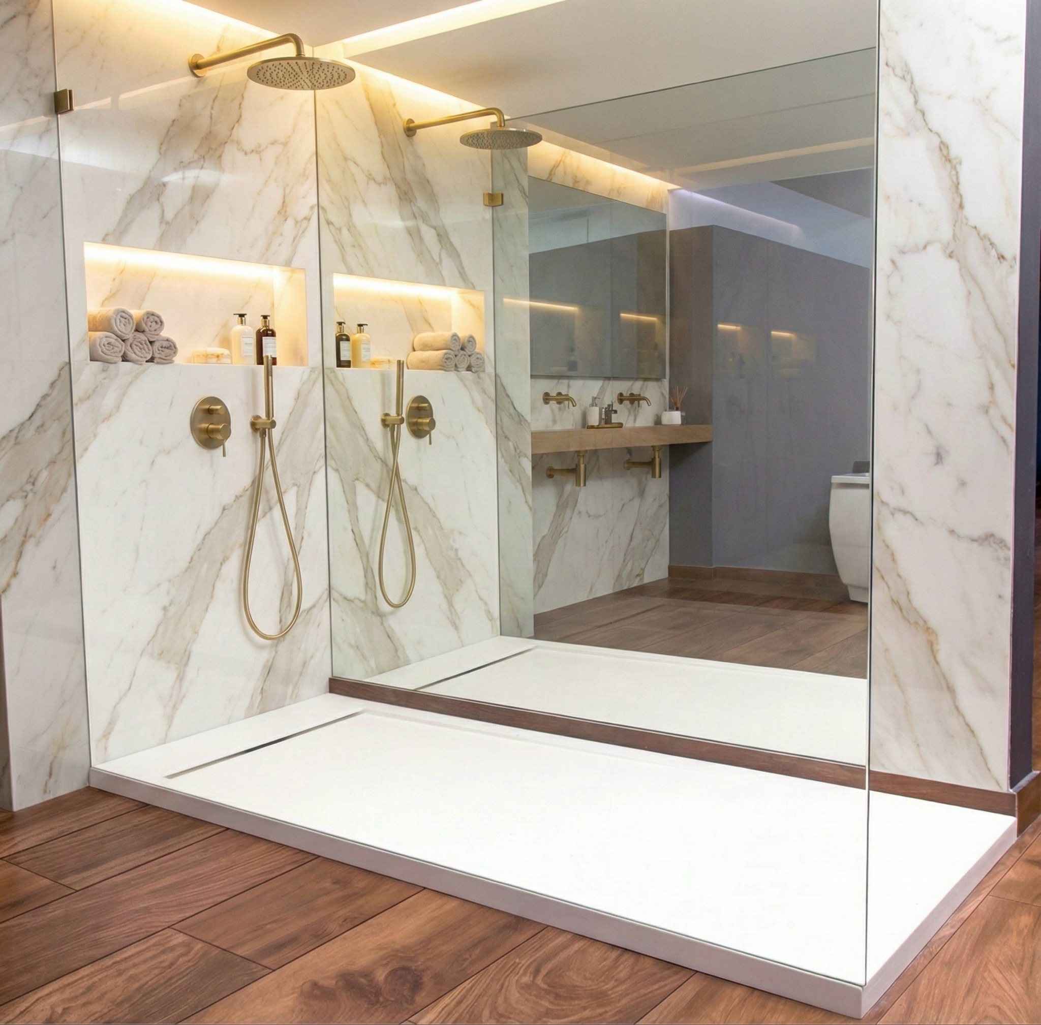 Receveur de douche rectangulaire Galaxite extra-plat et anti-dérapant (100 à 180 cm) x 80 cm - vue 17