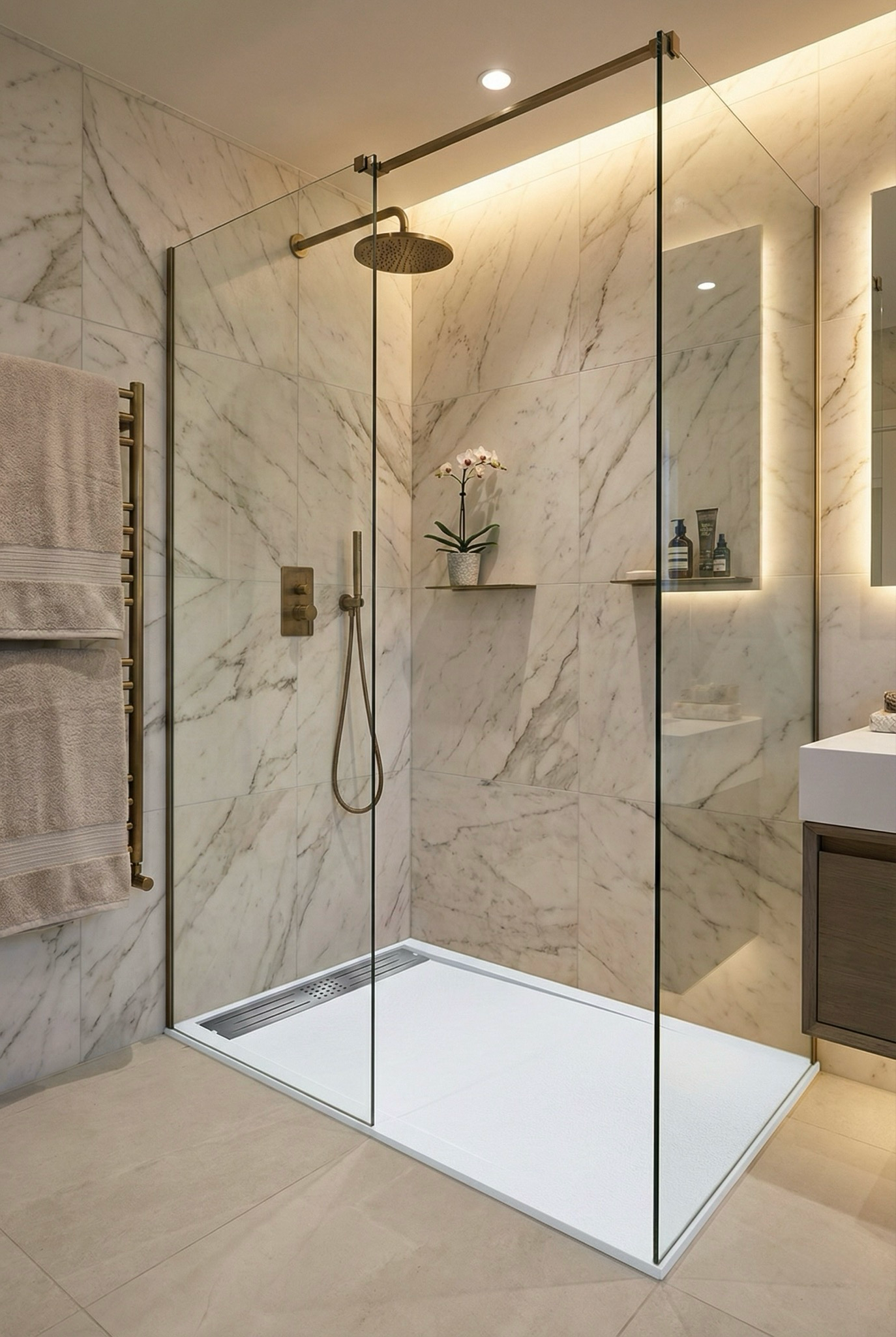 Receveur de douche rectangulaire Galaxite extra-plat et anti-dérapant (100 à 180 cm) x 80 cm - vue 19