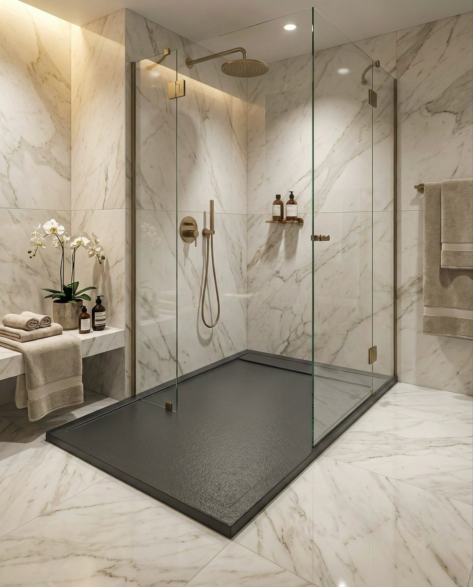 Receveur de douche rectangulaire Galaxite extra-plat et anti-dérapant (100 à 180 cm) x 80 cm - vue 8