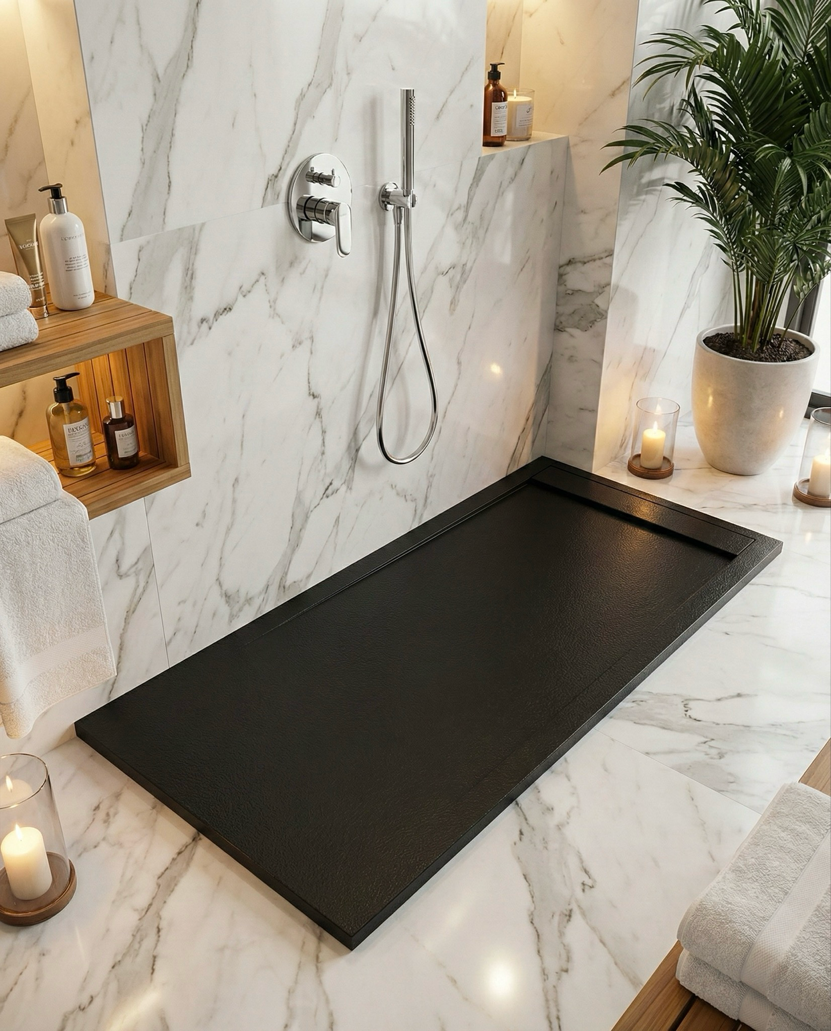 Receveur de douche rectangulaire Galaxite extra-plat et anti-dérapant (100 à 180 cm) x 80 cm - vue 26