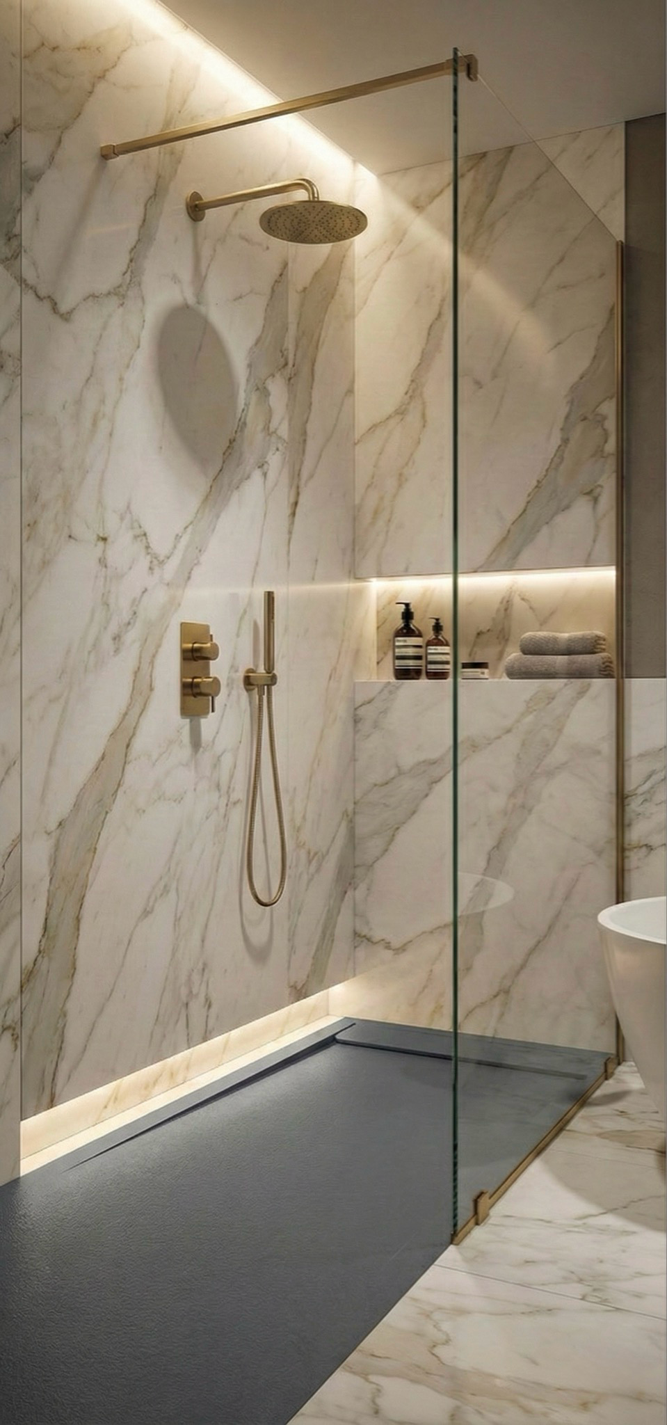 Receveur de douche rectangulaire Galaxite extra-plat et anti-dérapant (100 à 180 cm) x 80 cm - vue 4