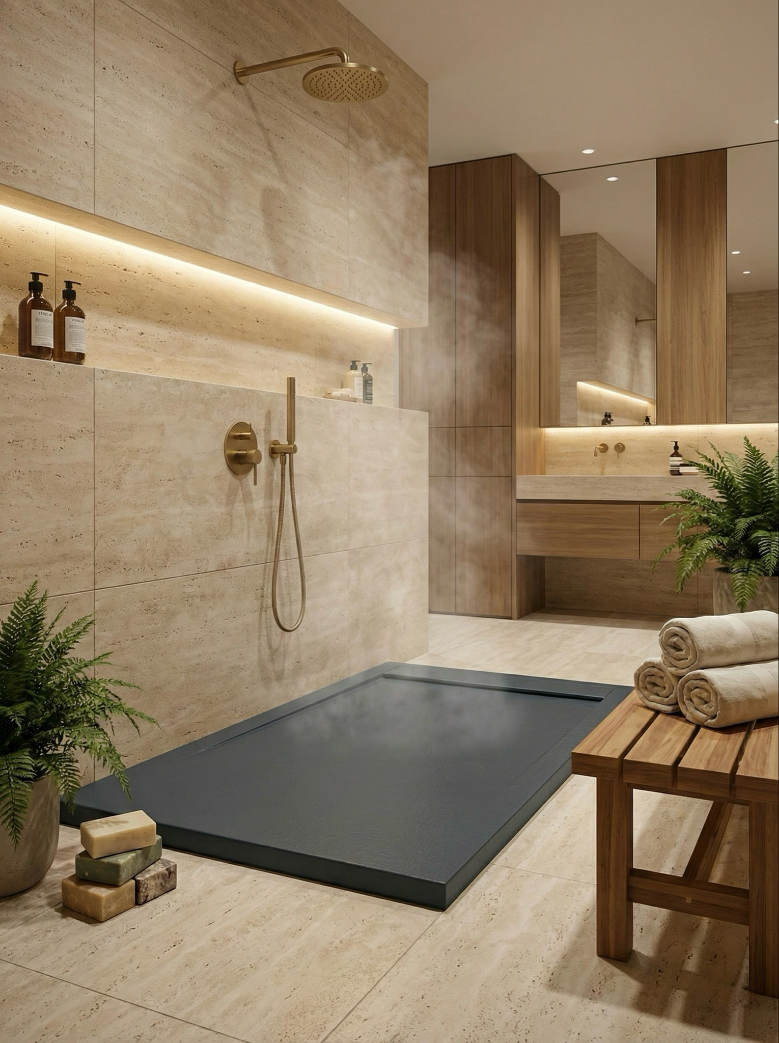 Receveur de douche rectangulaire Galaxite extra-plat et anti-dérapant (100 à 180 cm) x 80 cm - vue 7