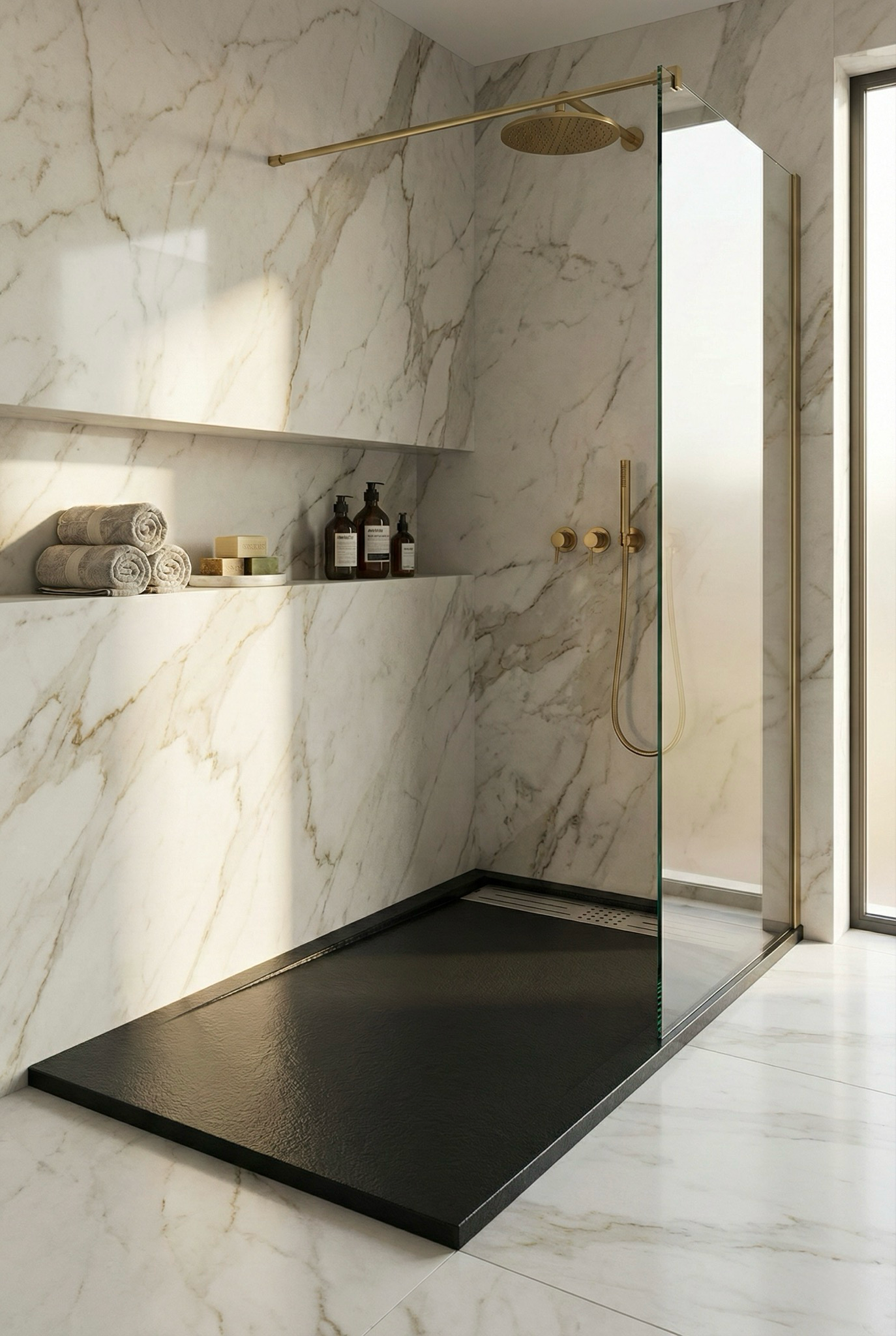 Receveur de douche rectangulaire Galaxite extra-plat et anti-dérapant (100 à 180 cm) x 80 cm - vue 25