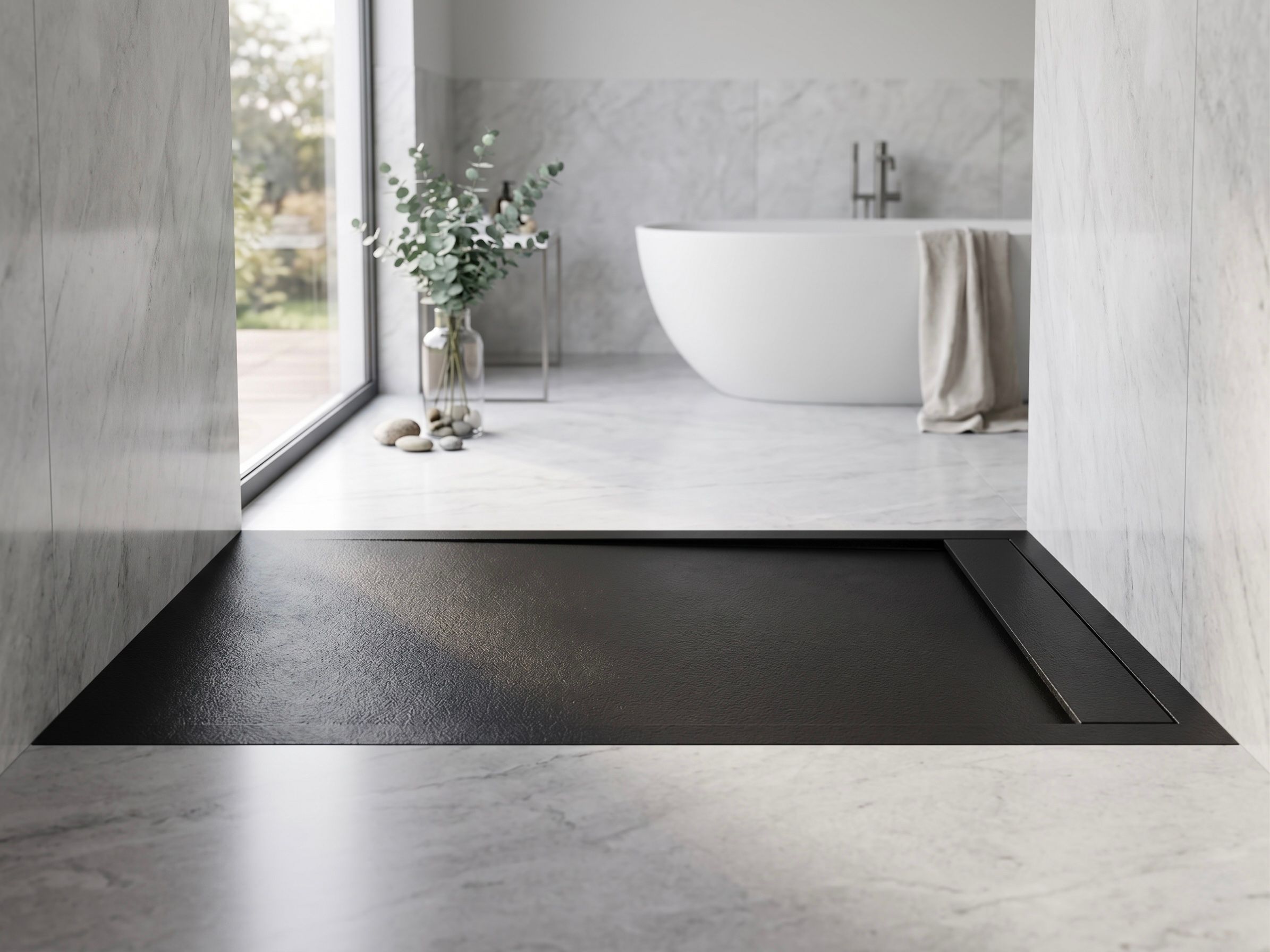 Receveur de douche rectangulaire Galaxite extra-plat et anti-dérapant (100 à 180 cm) x 80 cm - vue 27