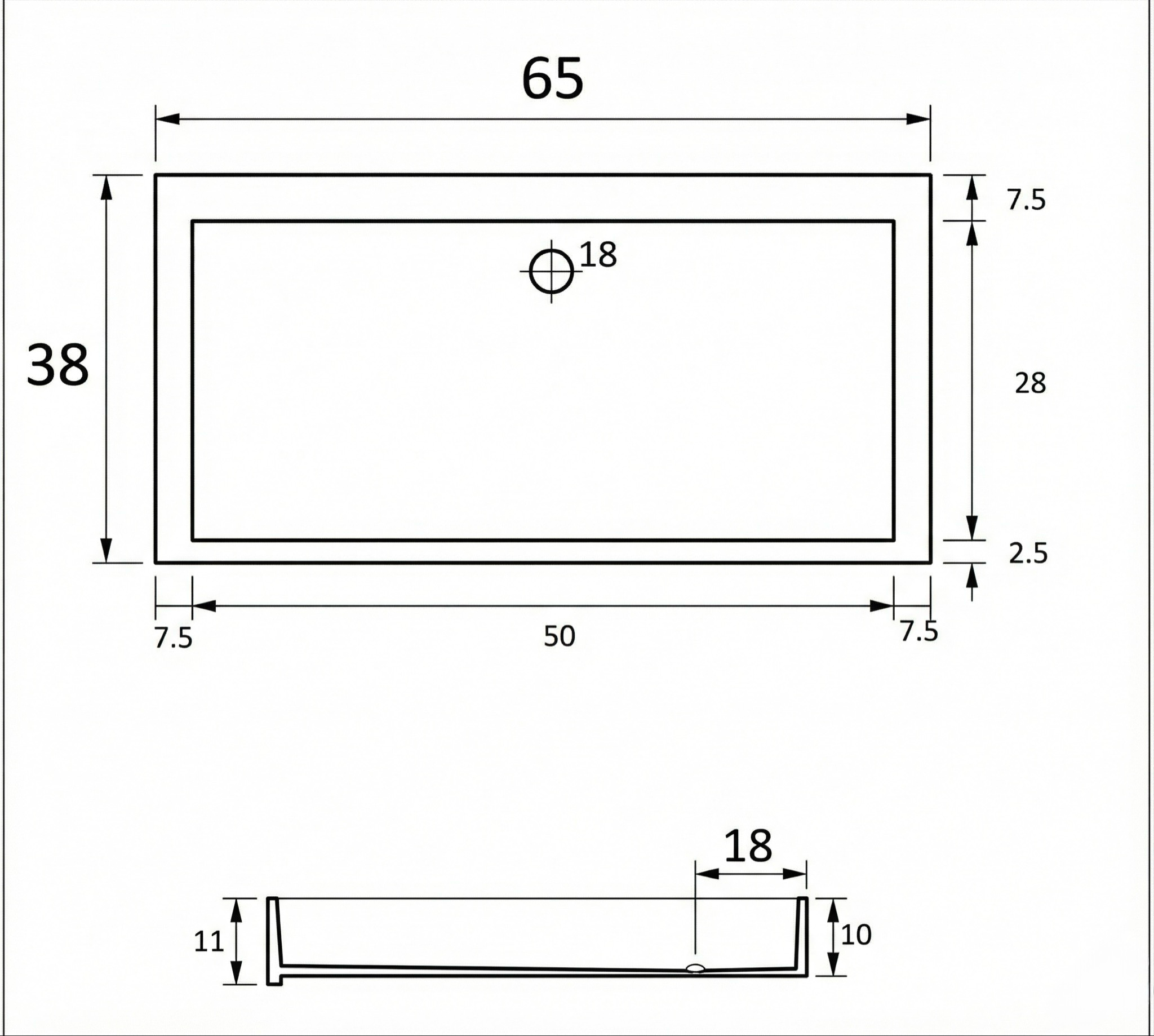 Vasque à poser Sinclair 64 cm en blanc - vue 3