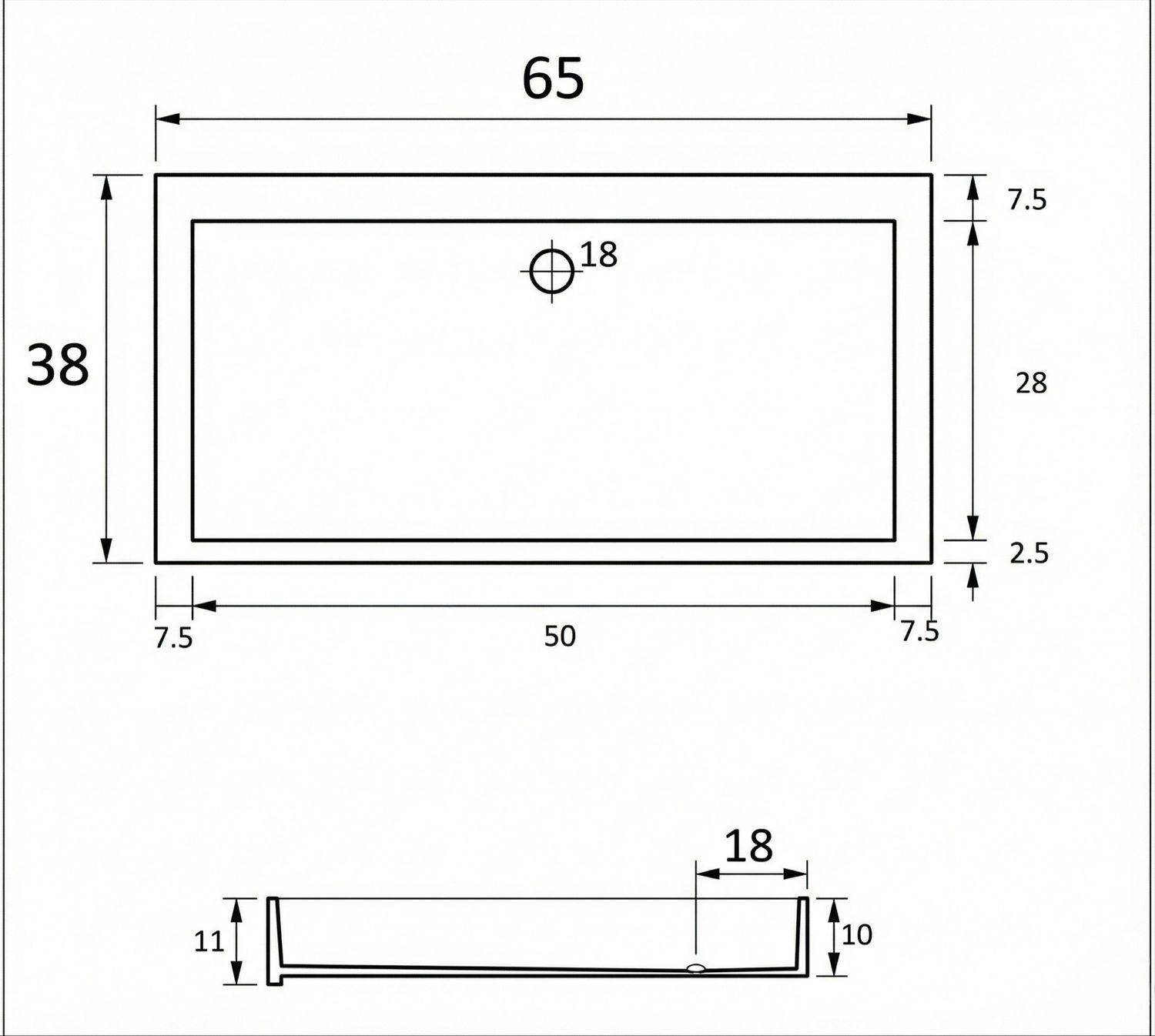 Vasque à poser Sinclair 64 cm en blanc — Vue produit 3