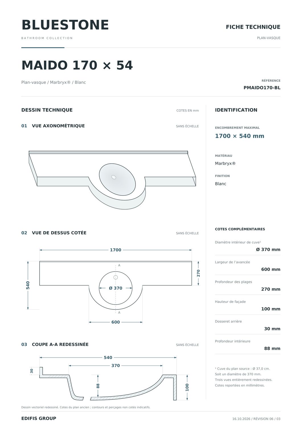 Plan-vasque Maido 170 cm — Vue produit 5