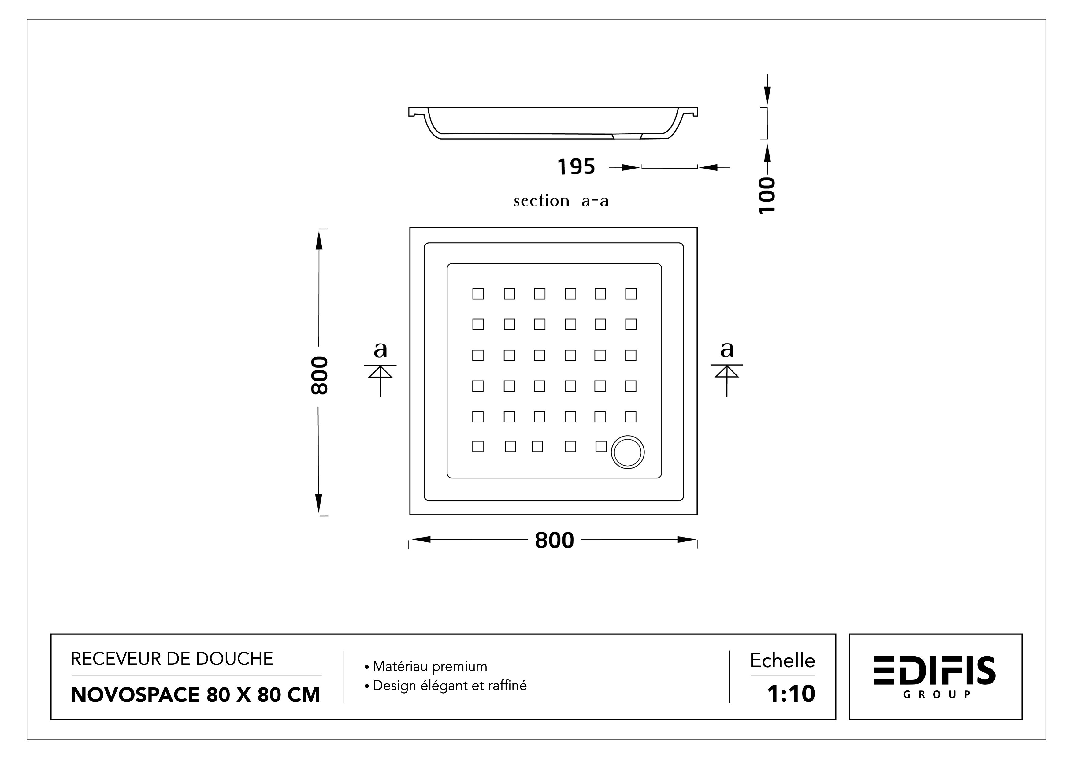 Receveur Novospace 80 x 80 cm sans vidage - vue 4