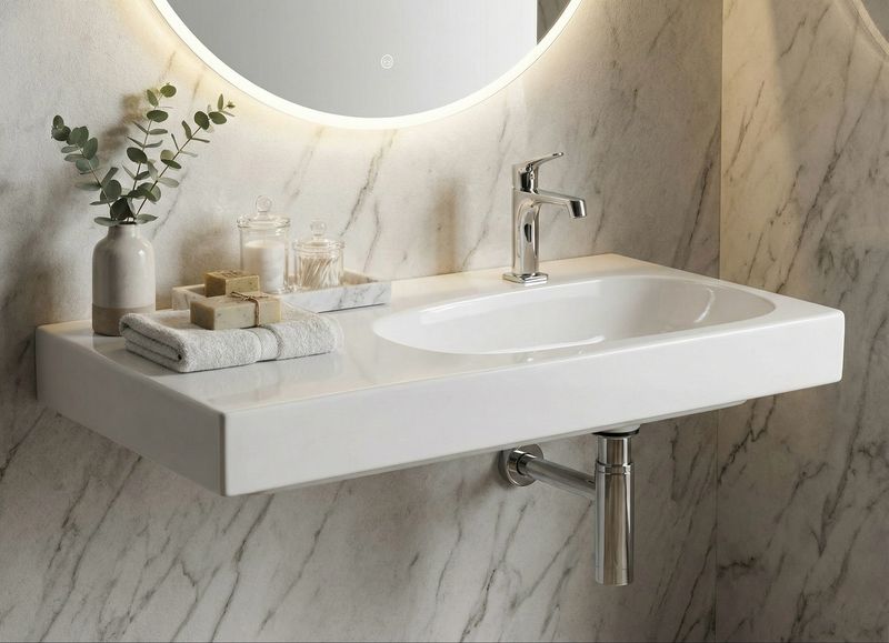 Plan-vasque Geberit Citterio 90 cm avec espace de rangement à gauche