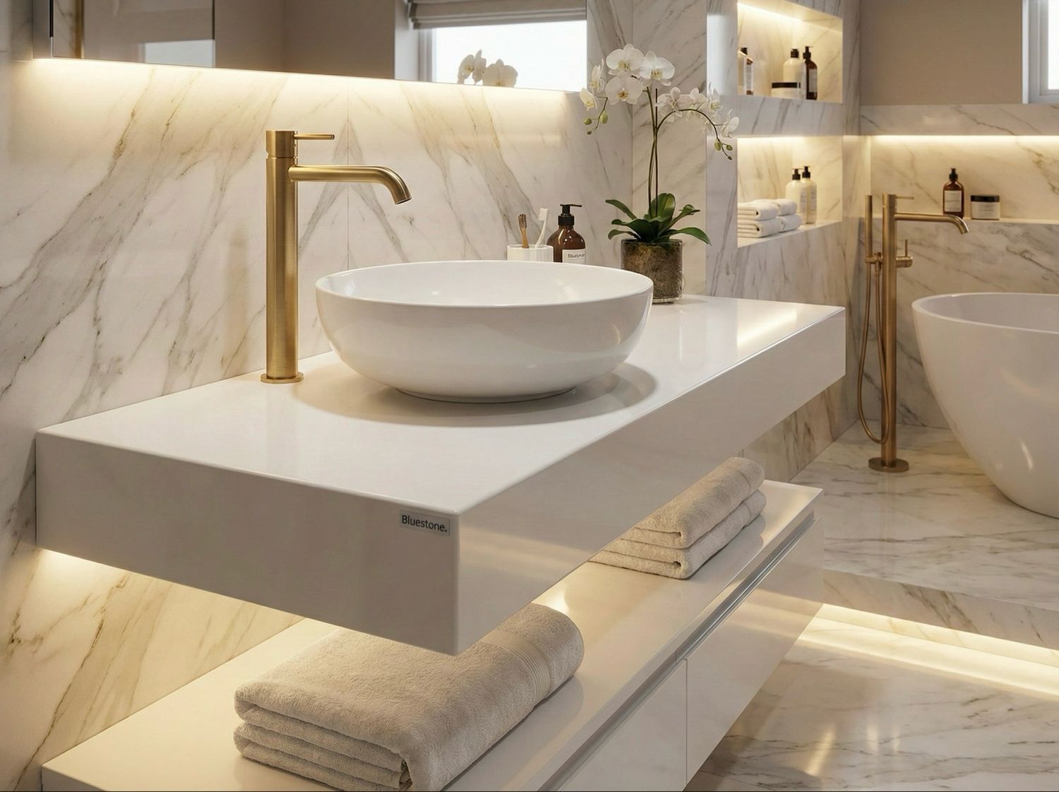 Plan Stone 120 cm en blanc