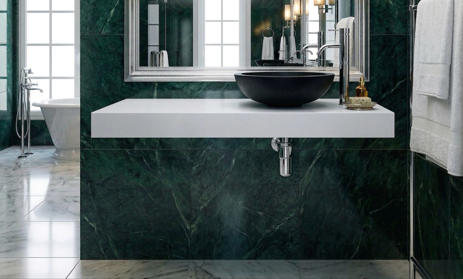 Plan Stone 120 cm en blanc