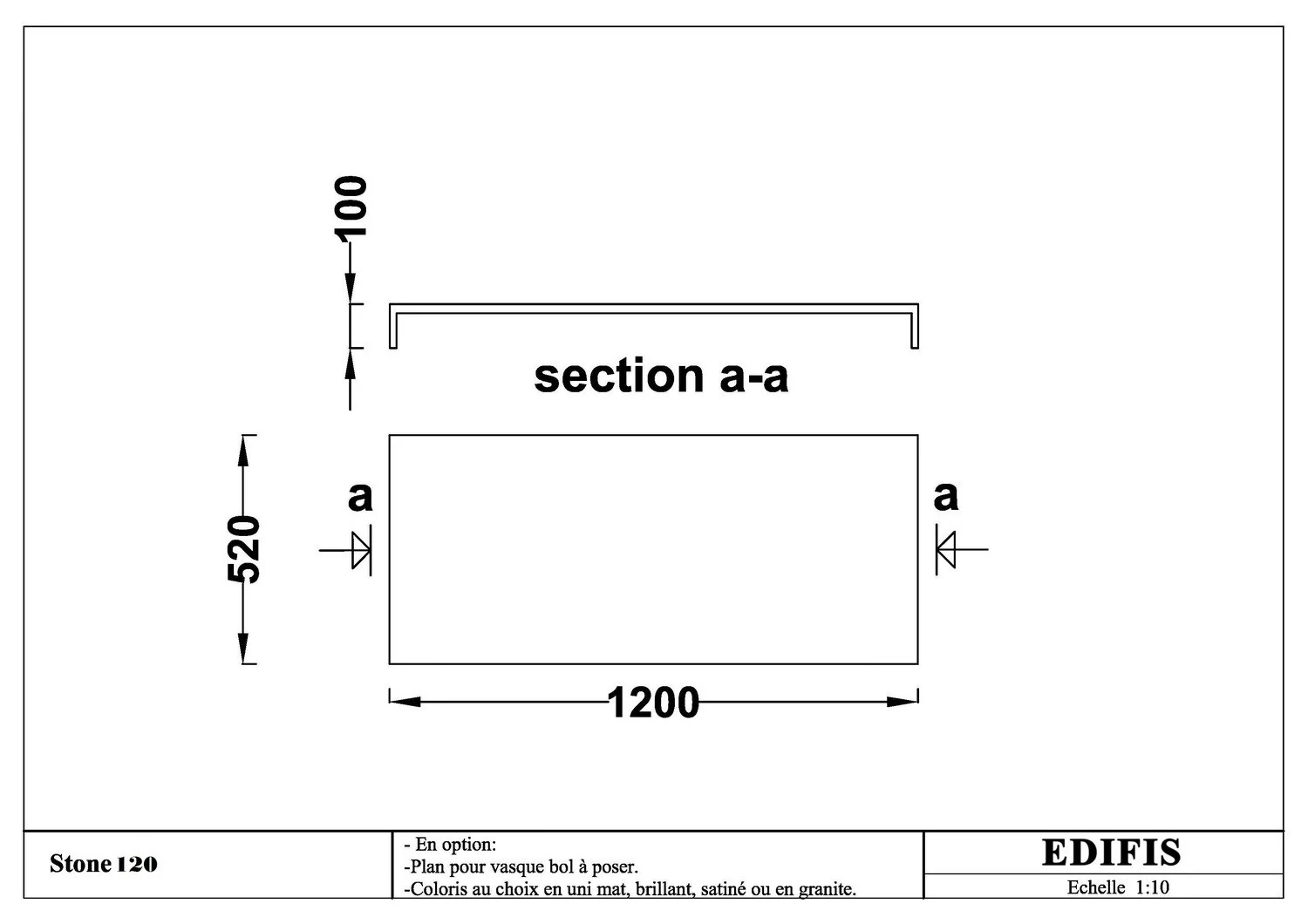 Plan Stone 120 cm granité noir — Vue produit 5
