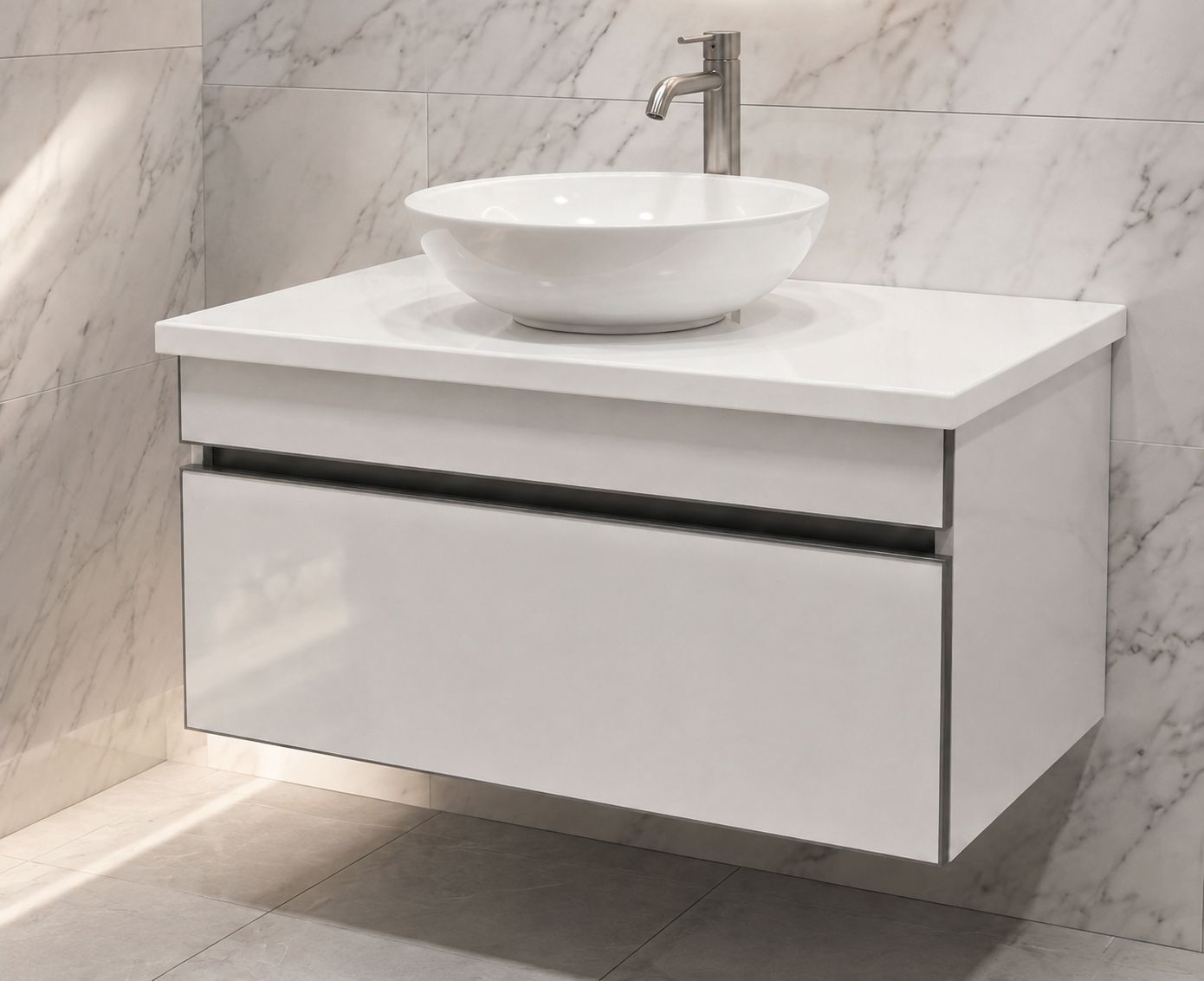 Vanity top Stone 90 cm in white — Product view 3