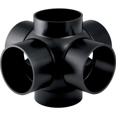 Embranchement boule 88.5° Geberit PEHD à quatre départs, raccords 90° déportés : d=110mm, d1=110mm