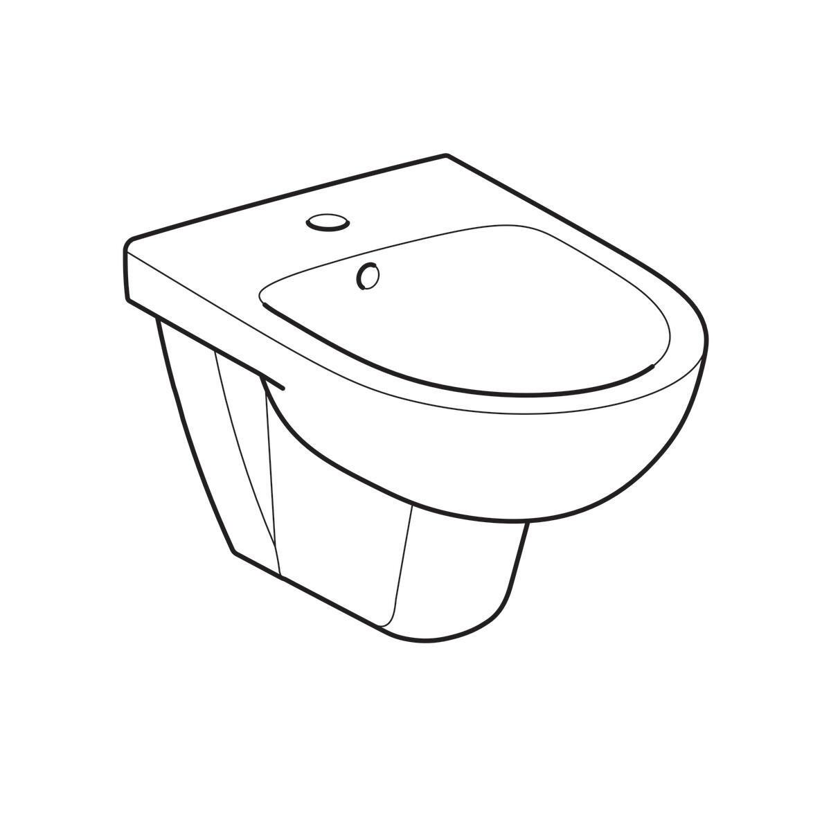 Bidet suspendu Geberit Selnova — vue 3