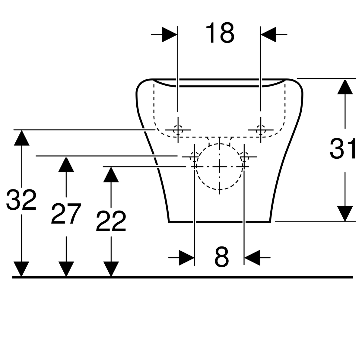 Bidet suspendu Geberit myDay caréné KeraTect® - vue 7