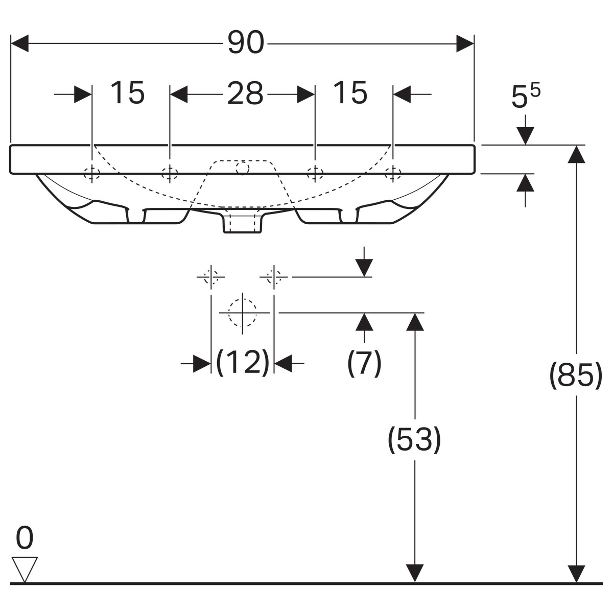 Plan-vasque Geberit Acanto 90 cm — vue 5