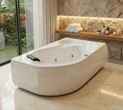 Oasis Straight Bathtub with Simple Hydromassage 160 x 90 cm