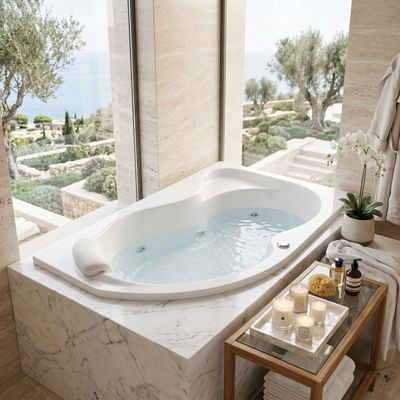 Oasis Straight Bathtub with Simple Hydromassage 160 x 90 cm