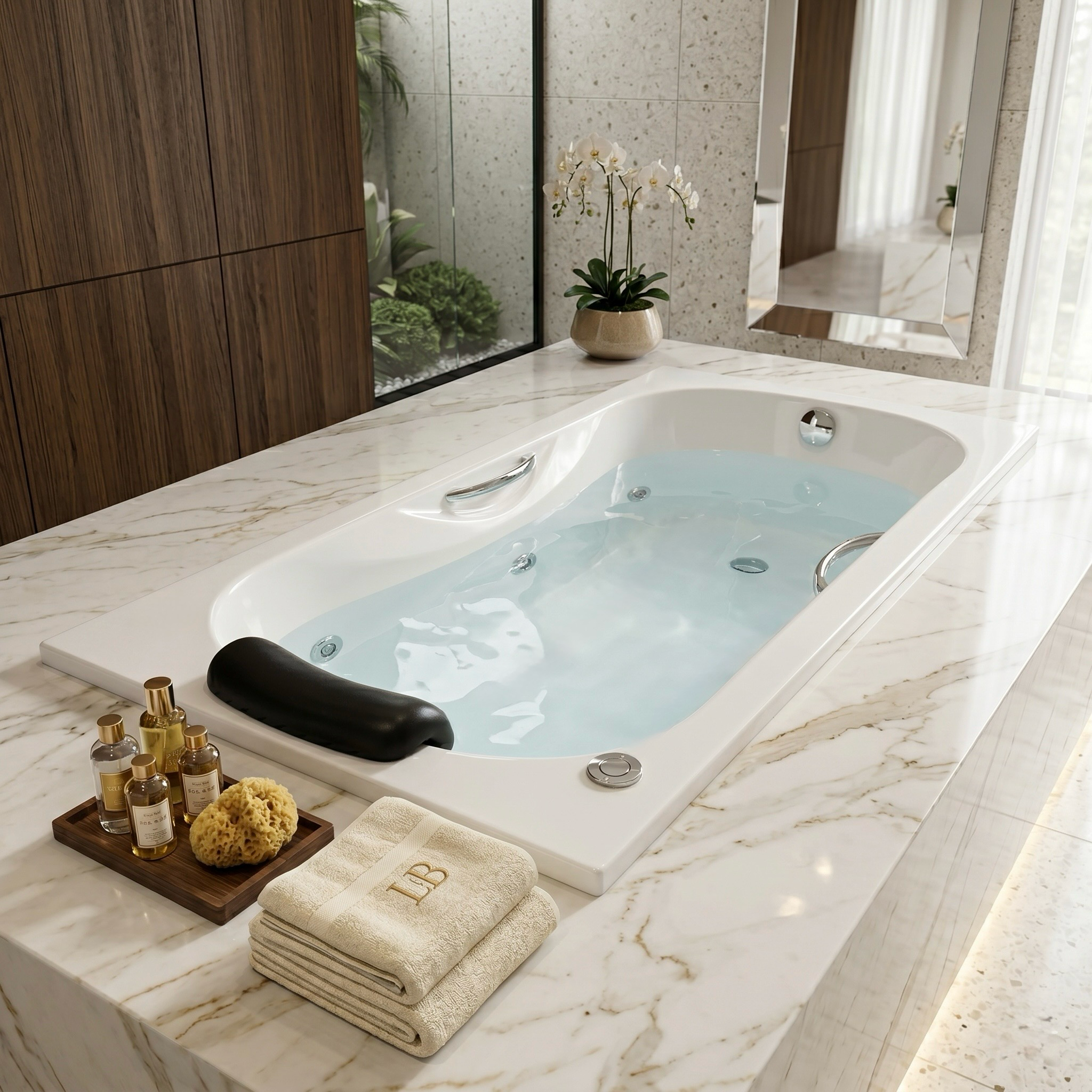 Baignoire Relax hydromassage simple 170 x 75 cm avec accoudoirs intégrés et zone douche anti-dérapante - vue 2