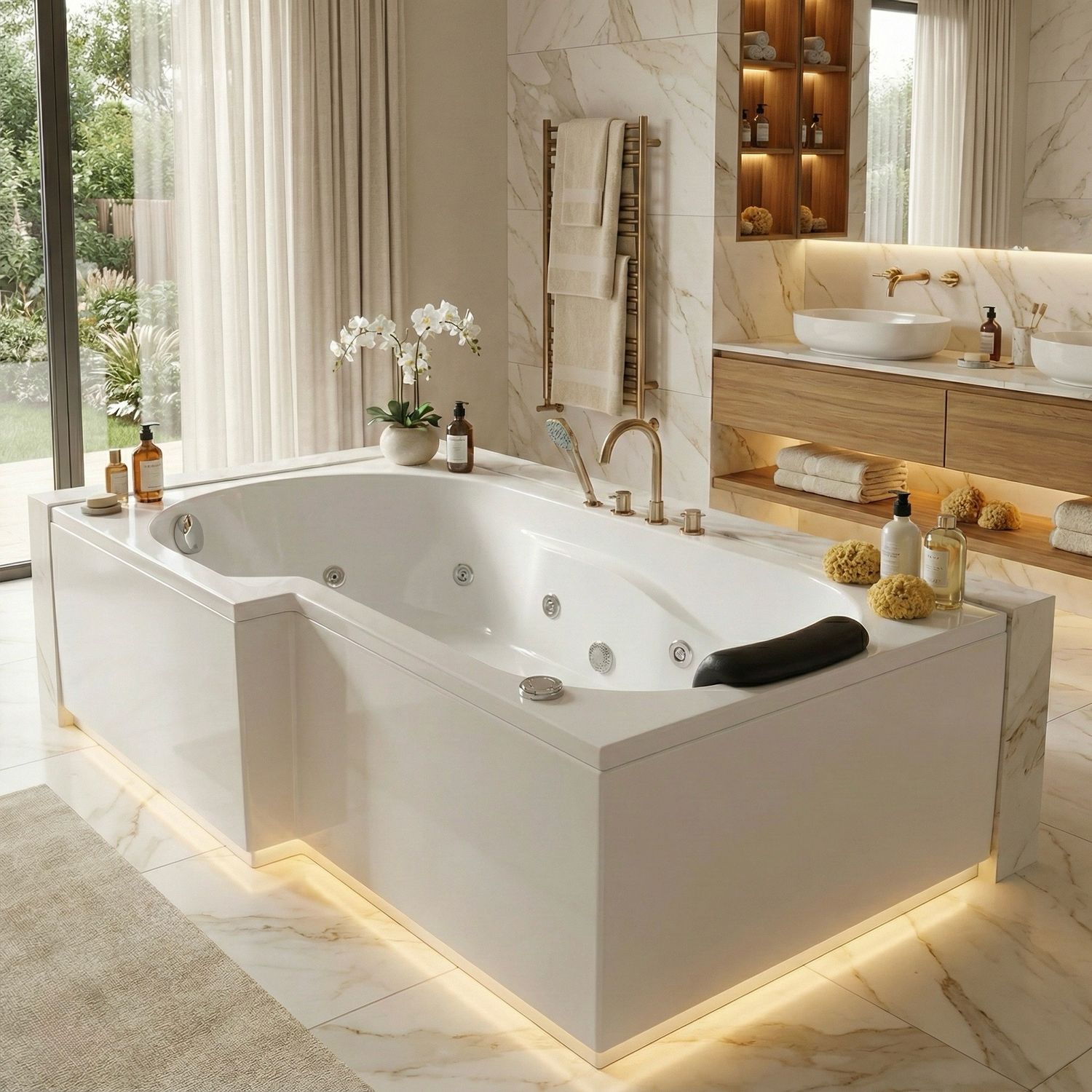 Twin Left Single Hydromassage Bathtub 160 x 85 cm