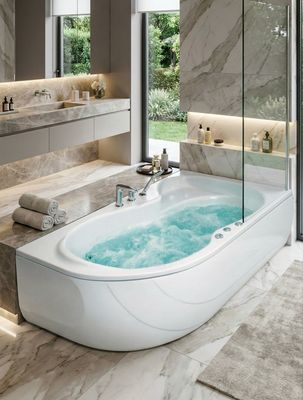 Right-hand Oasis Bathtub with Mixed Hydromassage 160 x 90 cm