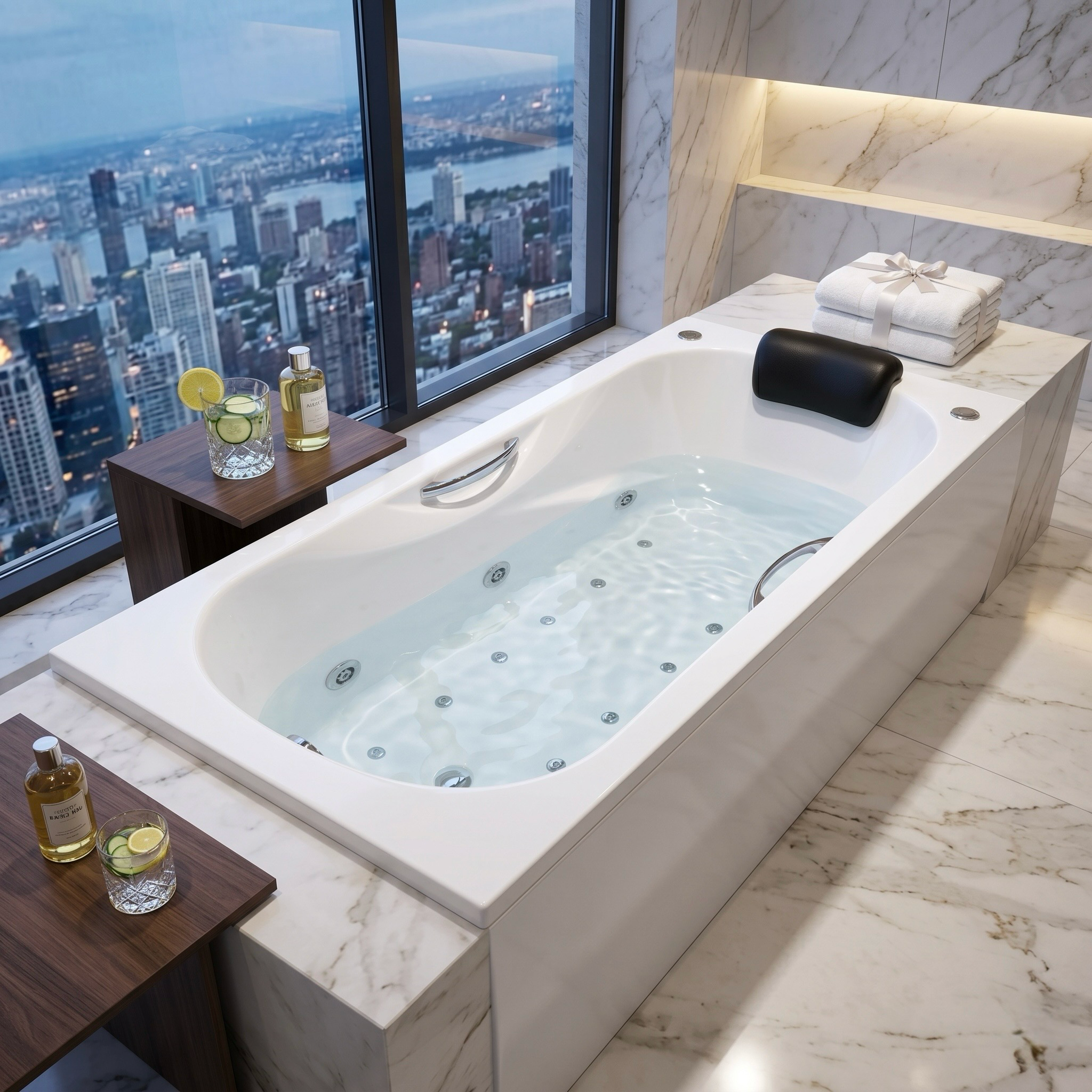 Baignoire Relax hydromassage mixte 170 x 75 cm avec accoudoirs intégrés et zone douche anti-dérapante - vue 2