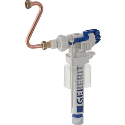 Geberit type 380 float valve, side feed, 3/8", brass nipple for concealed cistern