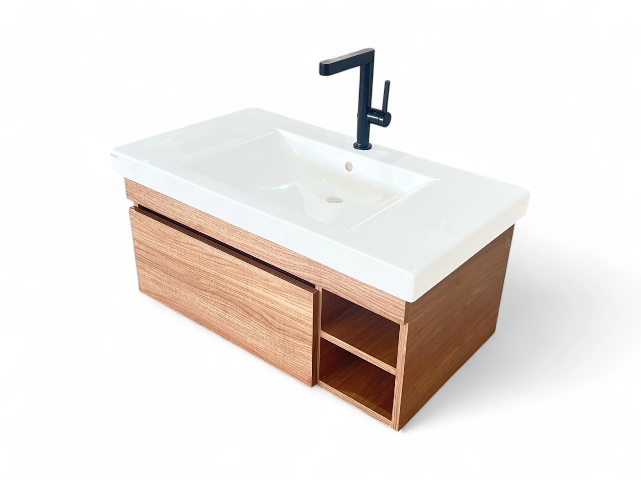 Meuble de salle de bains Spazio 90 cm à un tiroir avec niches (sans vasque) - vue 21