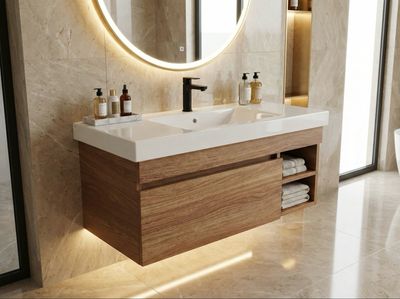 Bathroom Furniture Spazio 90 cm with One Drawer and Niches (Without Basin)