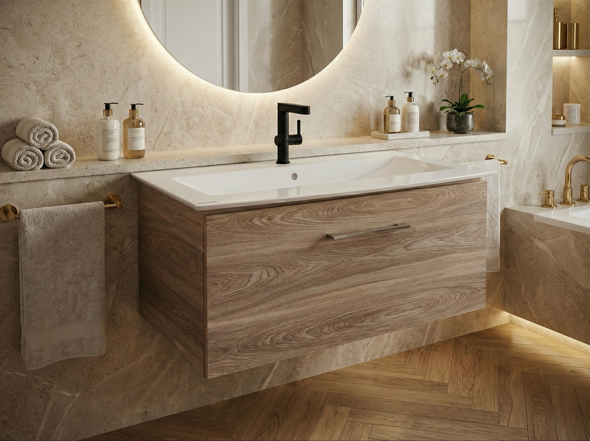 Meuble de salle de bains Lido 92 cm à un tiroir (sans vasque) - vue 10
