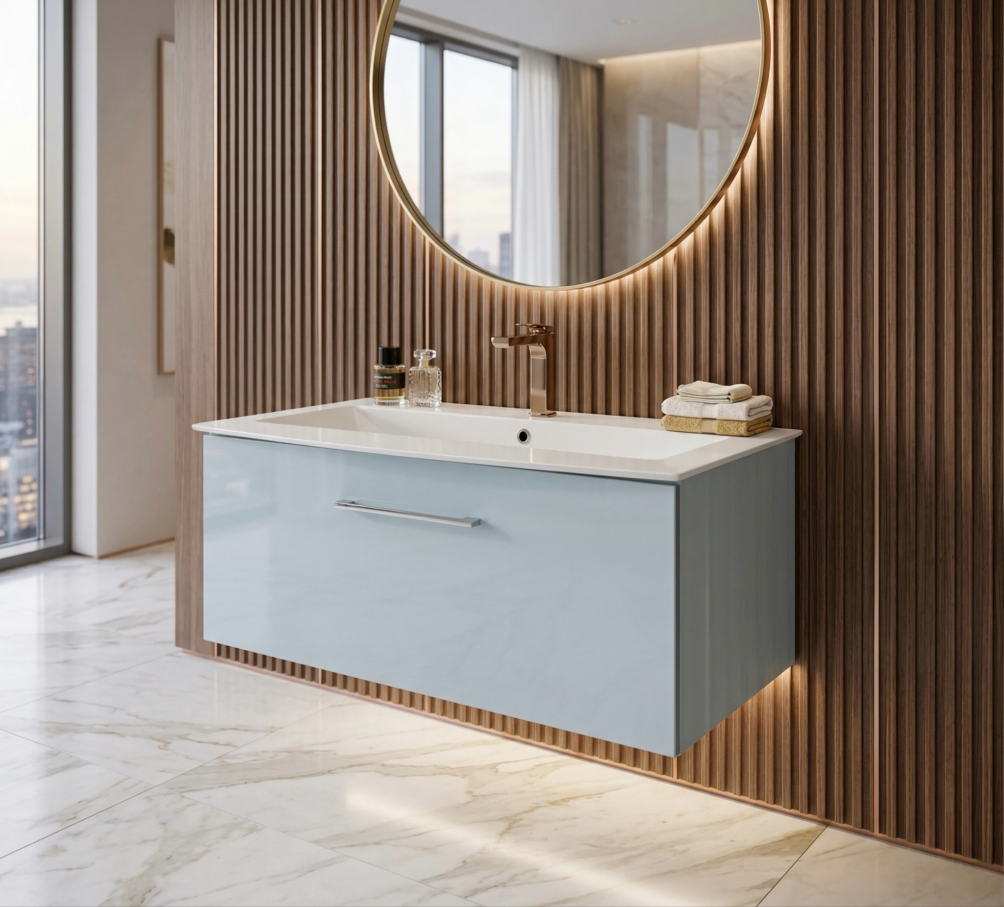 Meuble de salle de bains Lido 92 cm à un tiroir (sans vasque) - vue 4