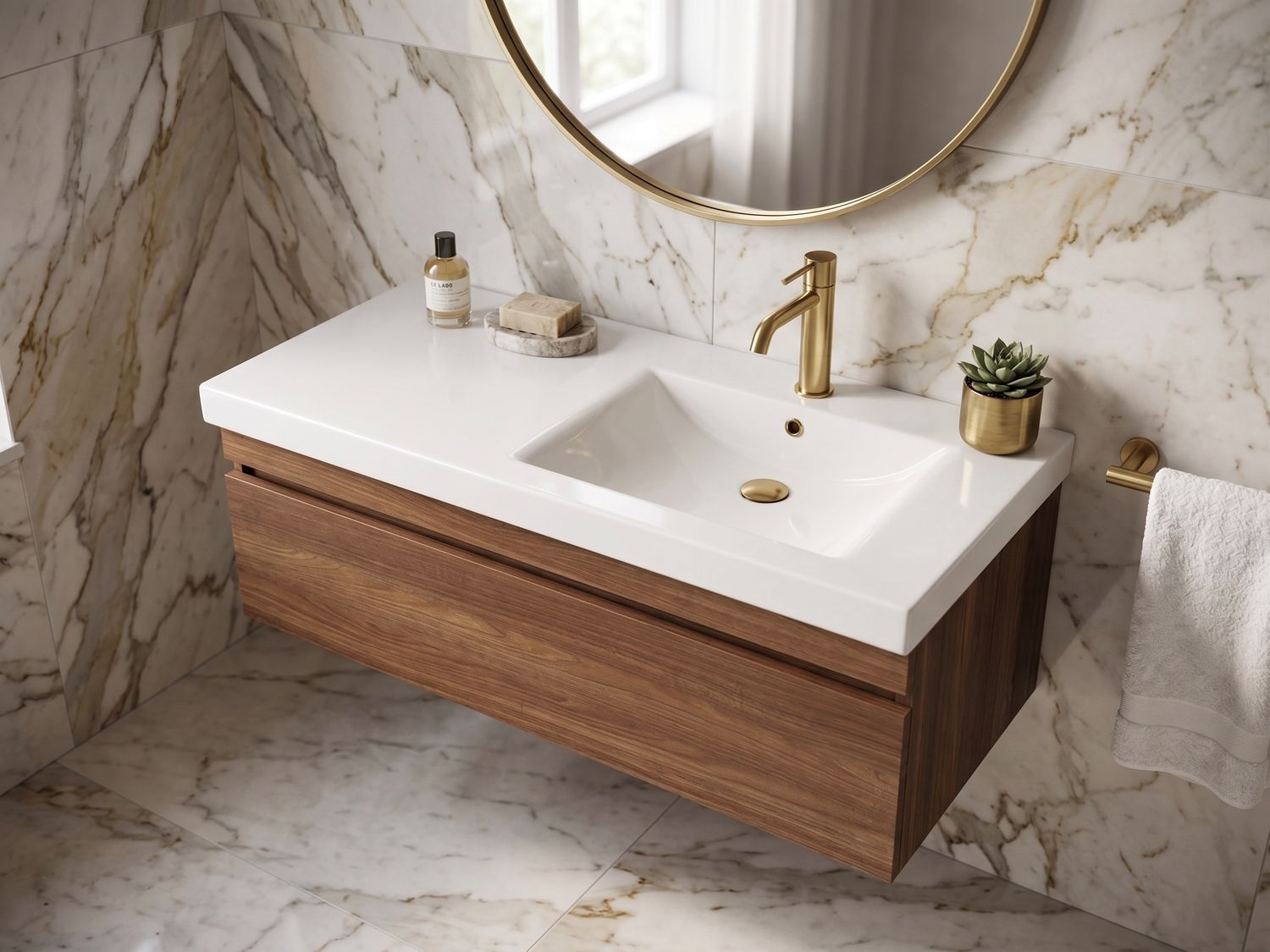Bathroom Furniture Spazio 120 cm Offset with One Drawer (Without Basin)