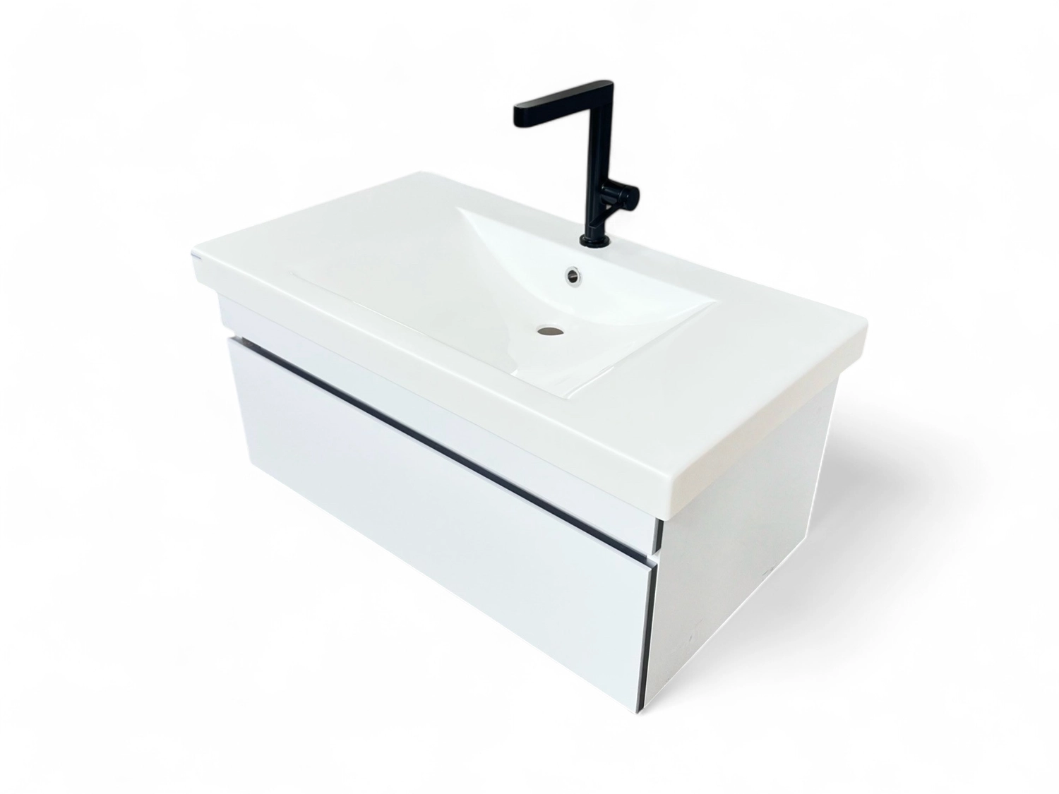 Meuble de salles de bains Spazio 80 cm à un tiroir (sans vasque) - vue 19