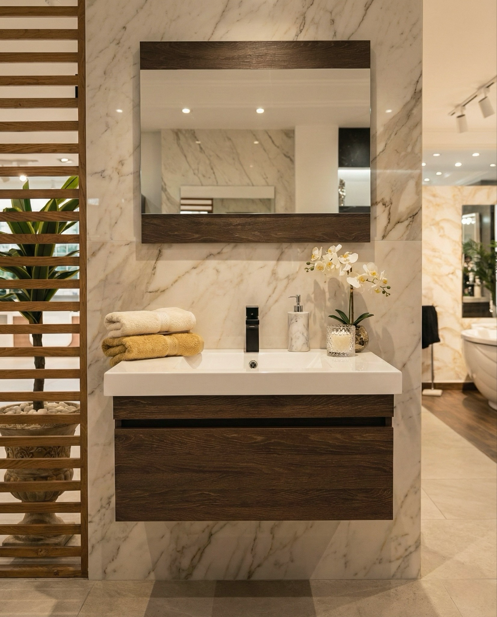 Meuble de salles de bains Spazio 80 cm à un tiroir (sans vasque) - vue 5