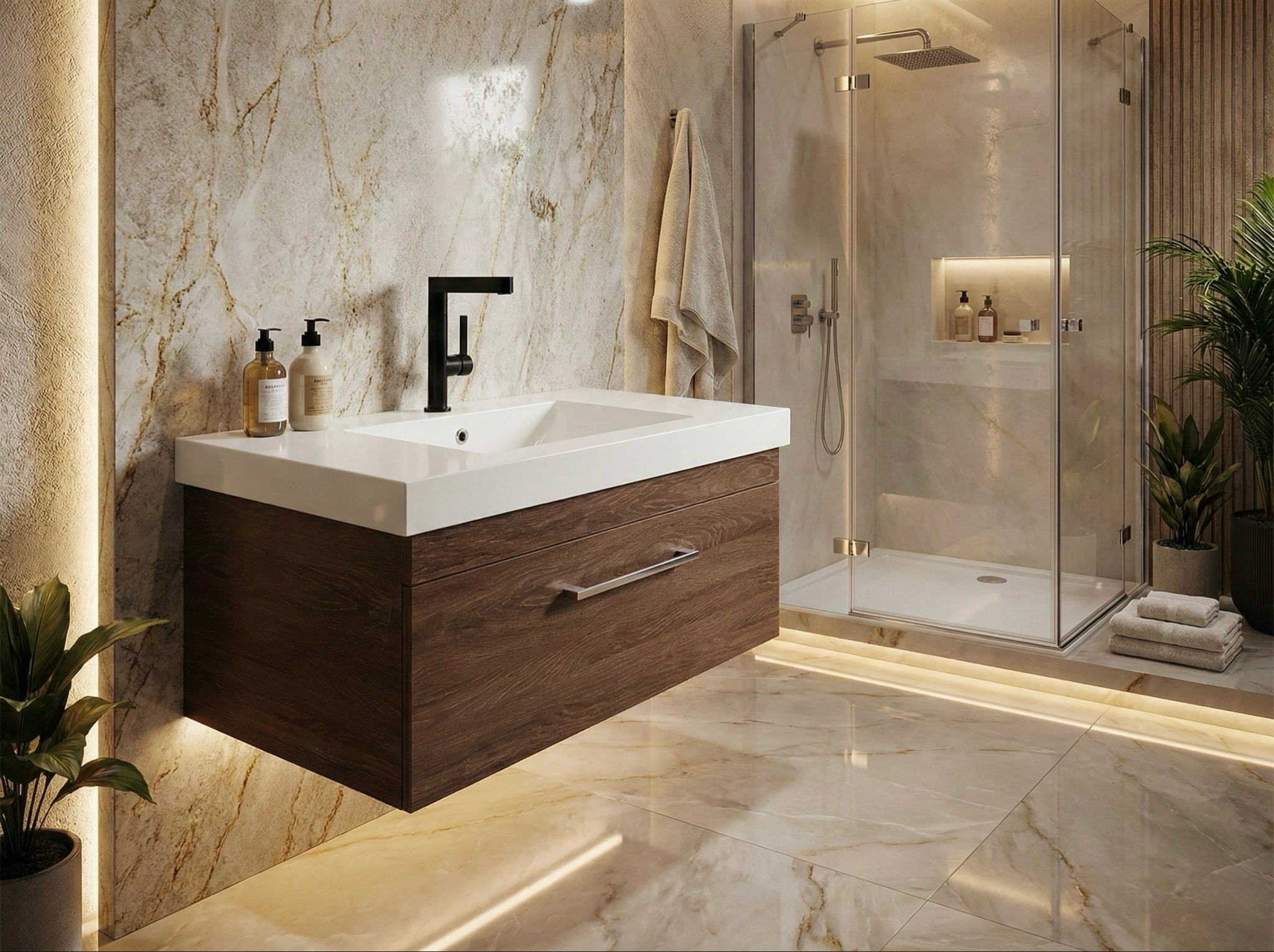 Meuble de salles de bains Spazio 80 cm à un tiroir (sans vasque) - vue 8