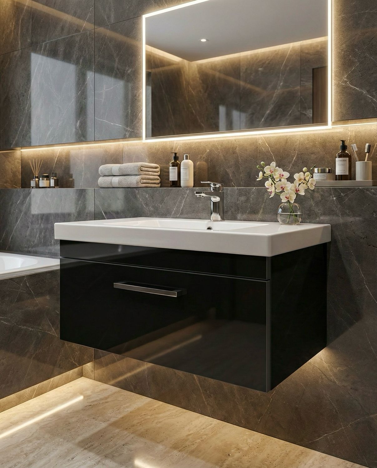 Bathroom Furniture Spazio 80 cm with One Drawer (without Basin)