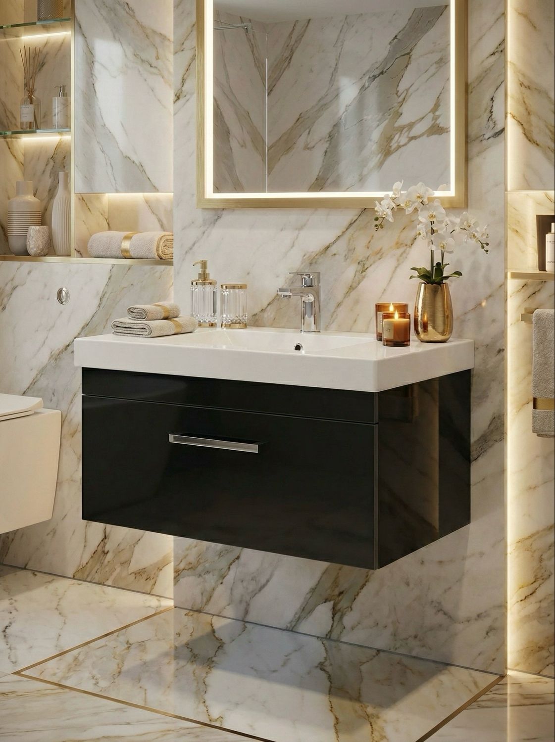 Bathroom Furniture Spazio 80 cm with One Drawer (without Basin)