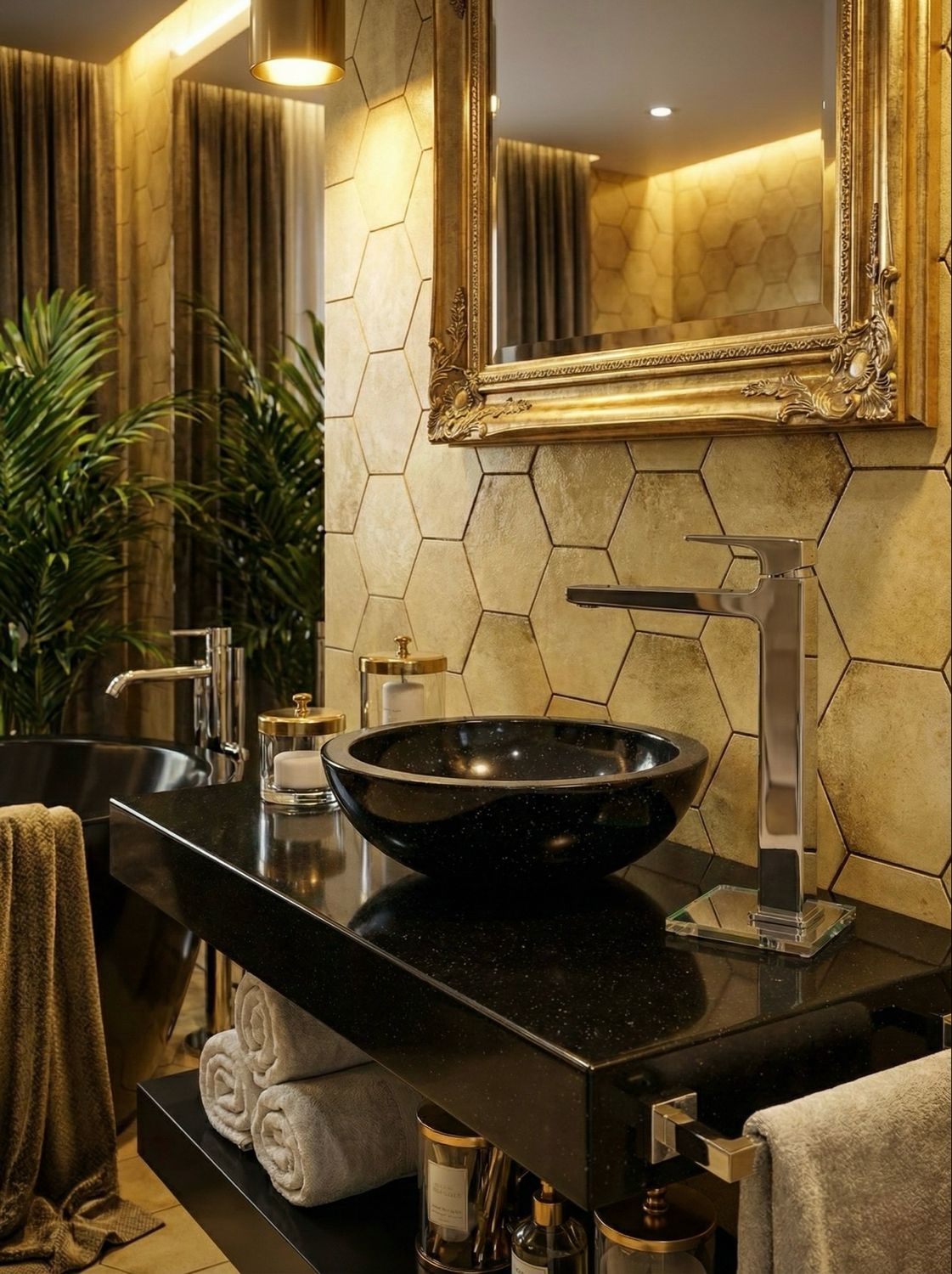 Countertop basin Bolero 44 cm black granite — Product view 3