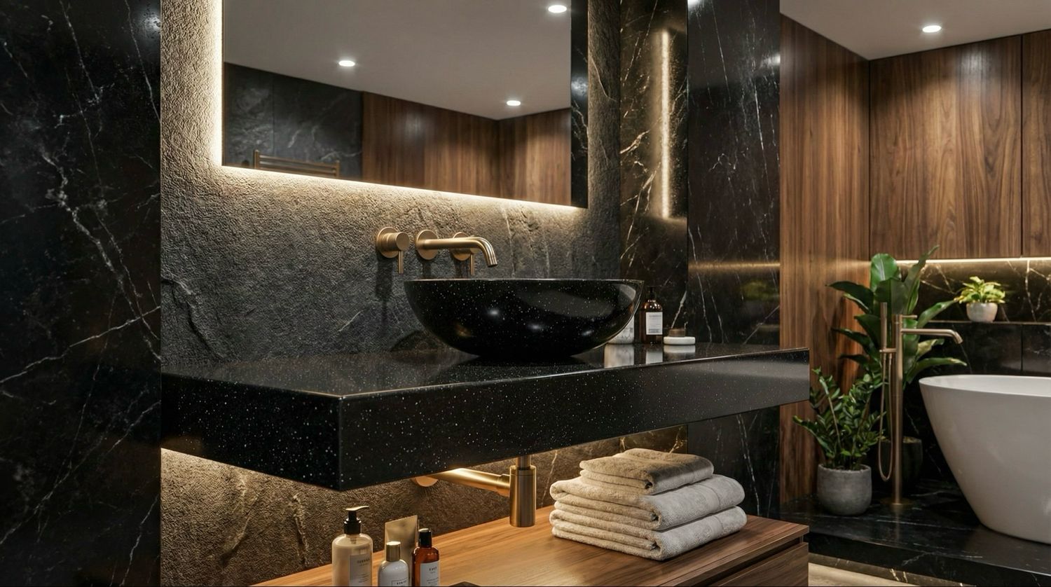 Countertop basin Bolero 44 cm black granite — Product view 6
