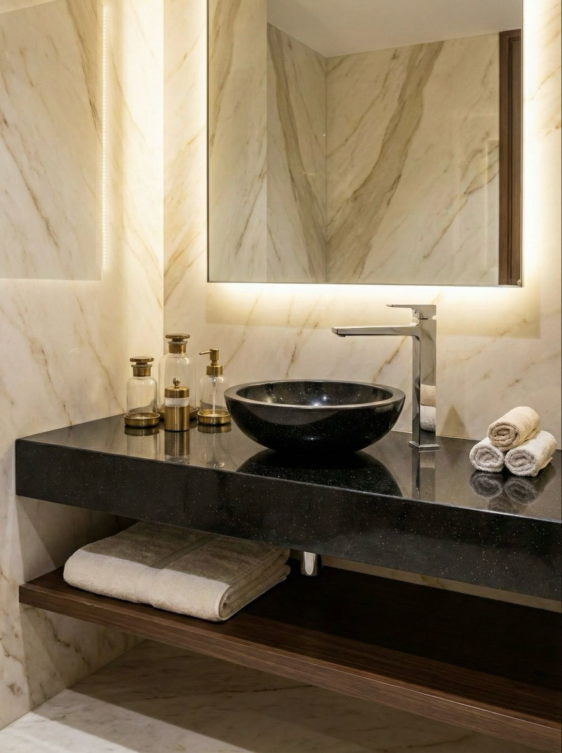 Countertop basin Bolero 44 cm black granite — Product view 4