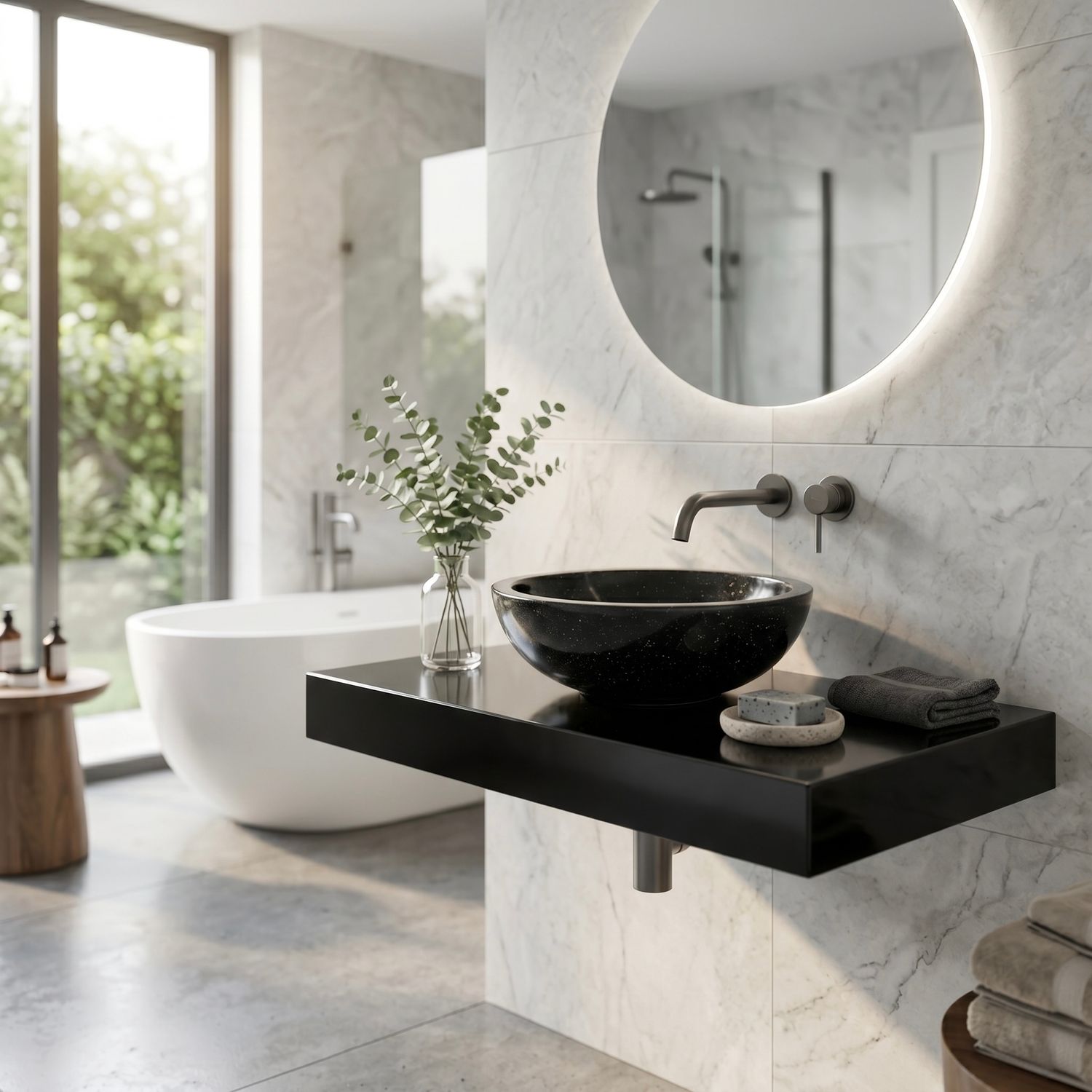 Countertop basin Bolero 44 cm black granite — Product view 9