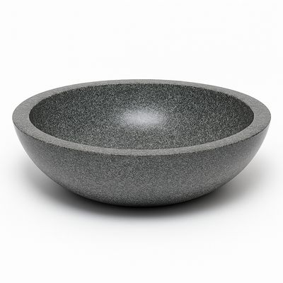 Bol à poser Opera 50 cm en granité gris, matériau Marbryx, design moderne et élégant.