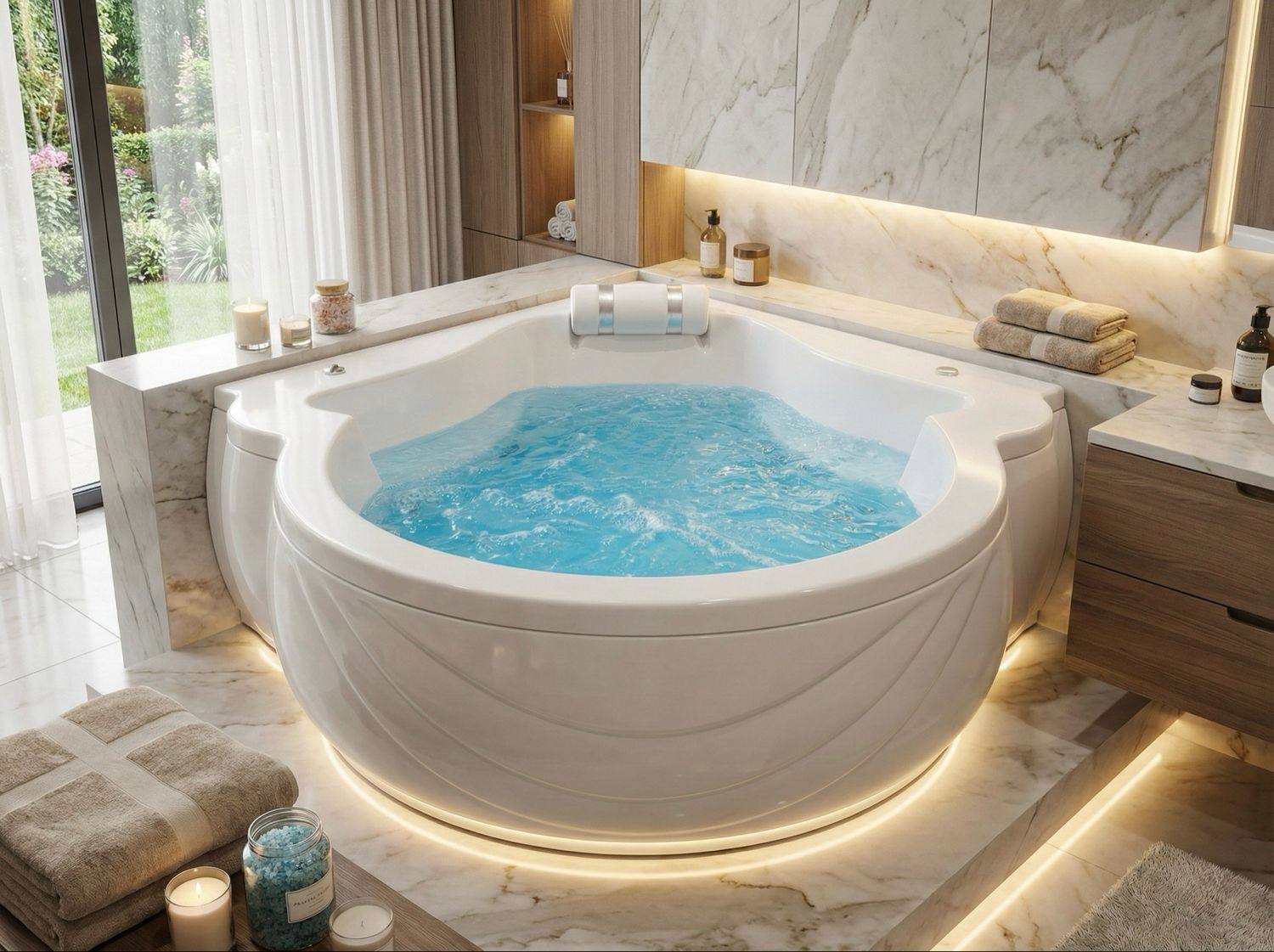 Elysée Bathtub 148 x 148 cm with Integrated Headrest