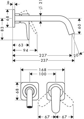 Mitigeur de lavabo encastré AXOR Citterio M 227 mm en laiton chromé