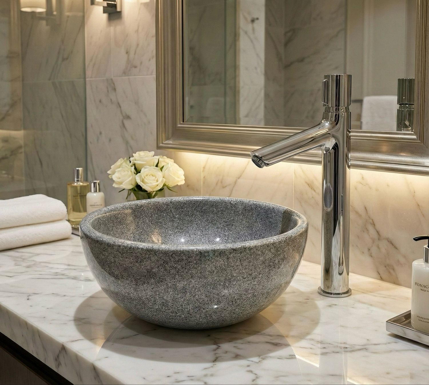 Countertop basin "Invités" 30 cm grey granite — Product view 3